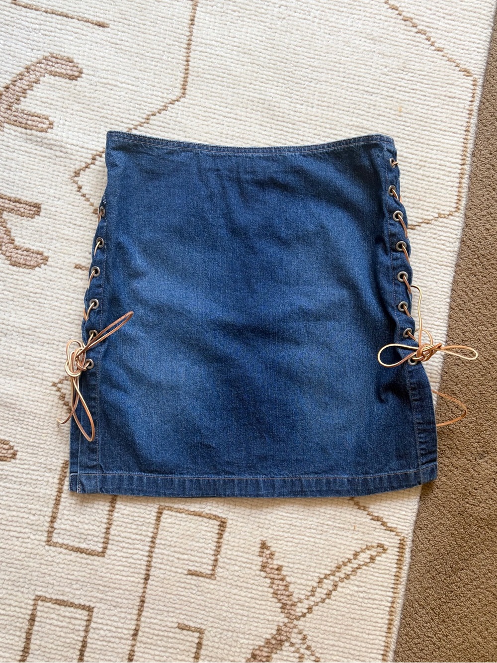 Todd Oldham Jeans Vintage 90s Side-Lace Denim Mini Skirt 9